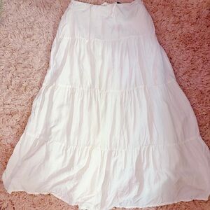 Brandy Melville John Galt Izzy White Tiered Flowy Maxi Skirt OS